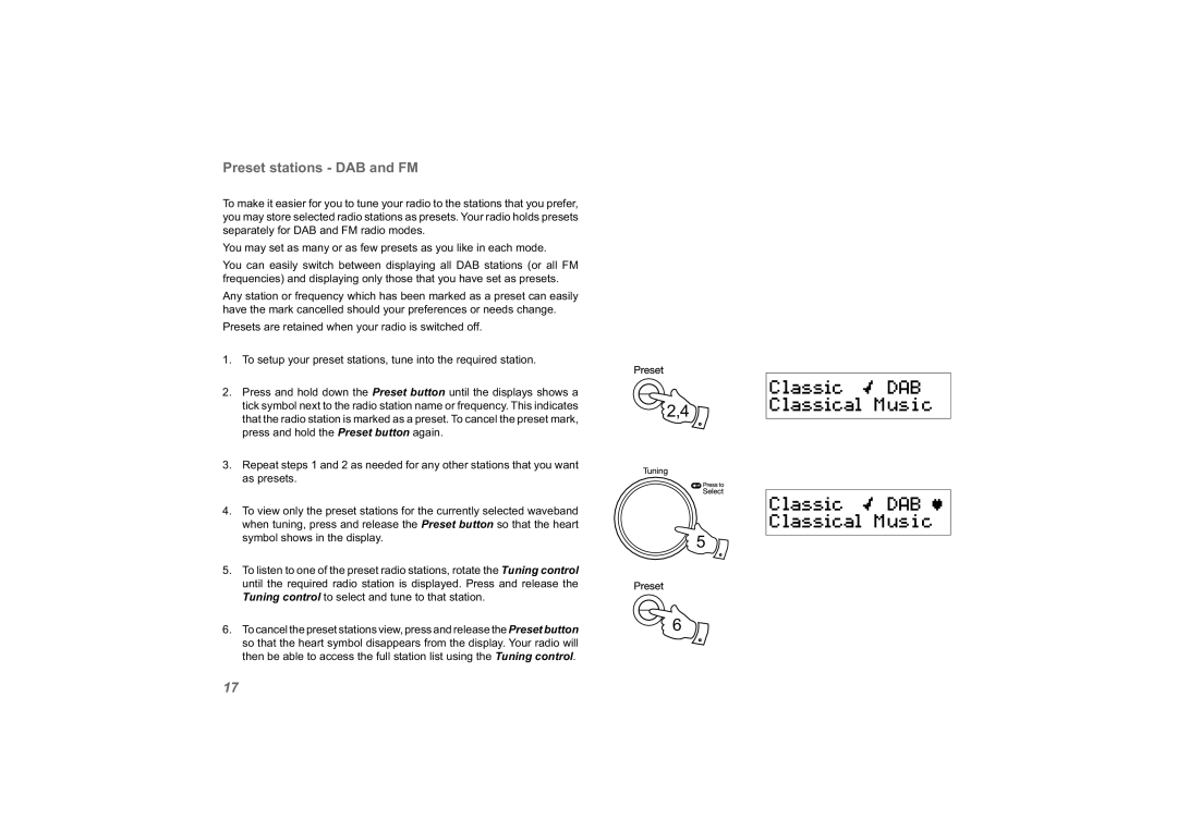 Roberts Radio unologic manual Preset stations DAB and FM 