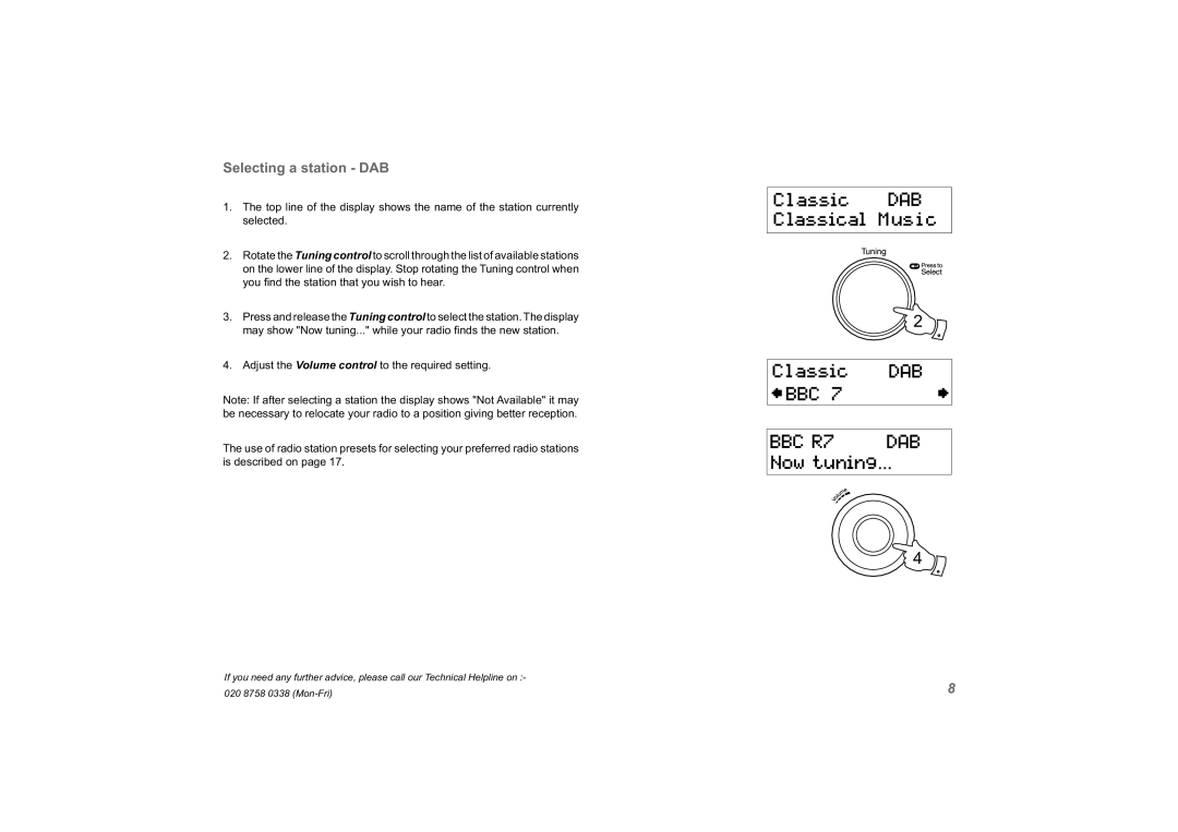 Roberts Radio unologic manual Selecting a station DAB 