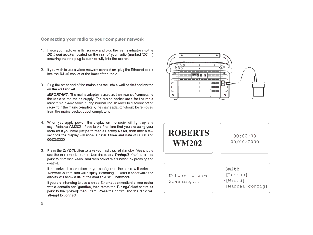 Roberts Radio WM-202 manual Roberts, Connecting your radio to your computer network 