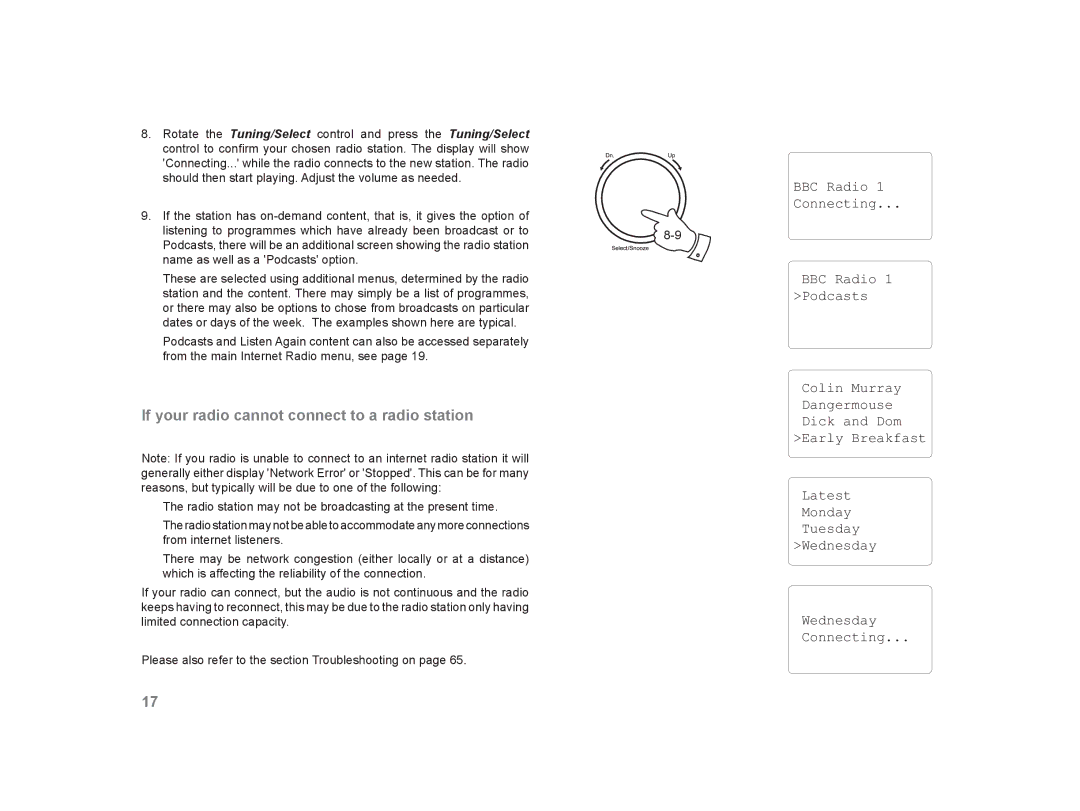 Roberts Radio WM-202 manual If your radio cannot connect to a radio station, BBC Radio Connecting 