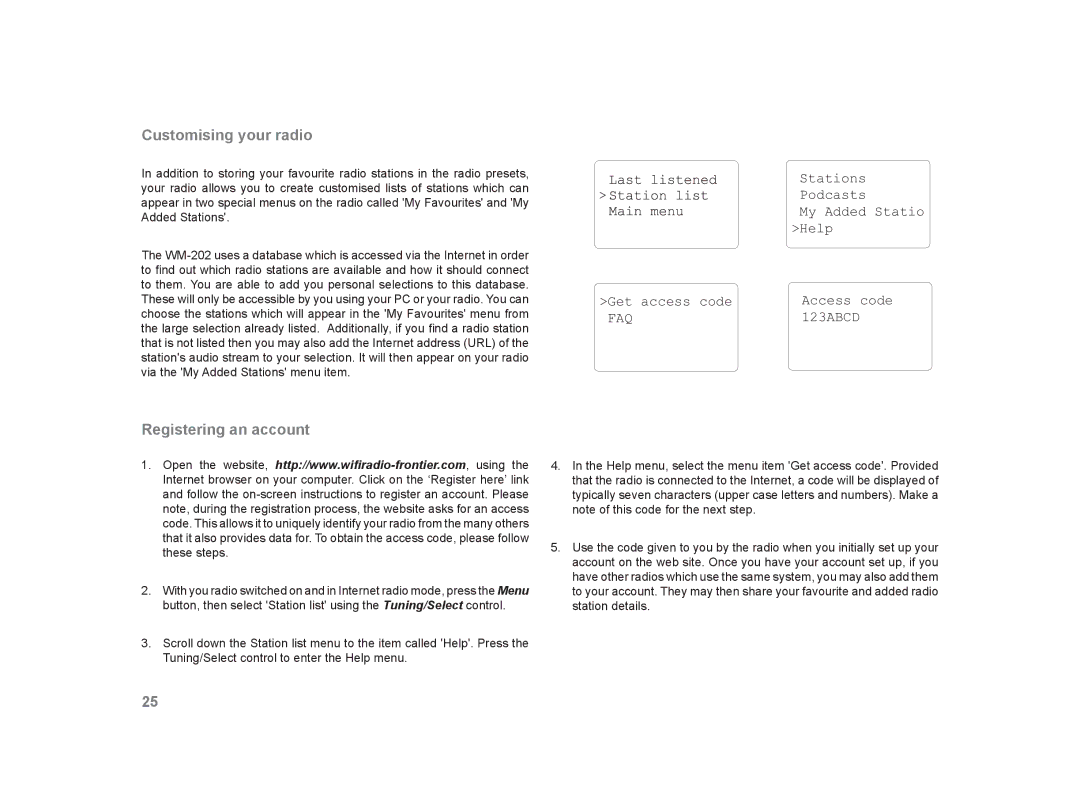 Roberts Radio WM-202 manual Customising your radio, Registering an account 