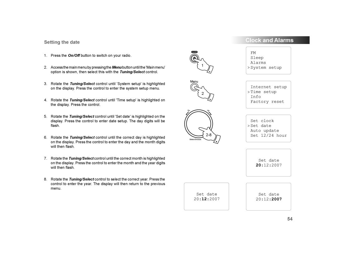 Roberts Radio WM-202 manual Setting the date 