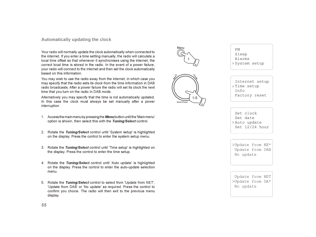 Roberts Radio WM-202 manual Automatically updating the clock 