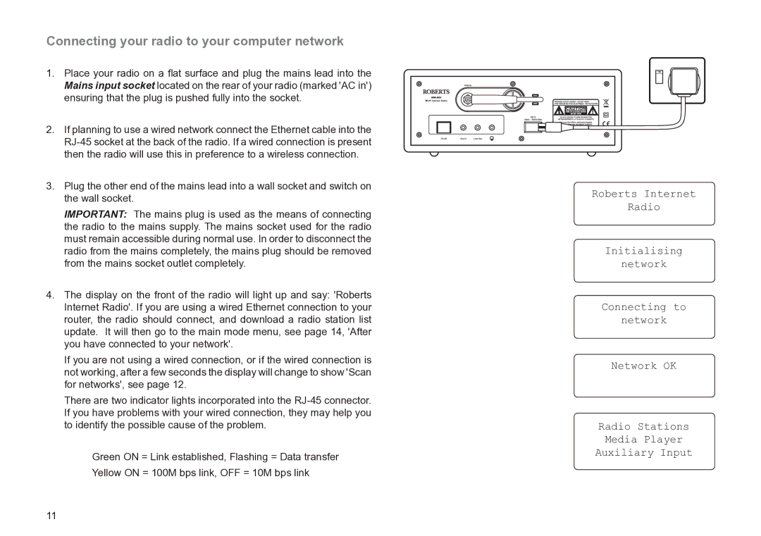 Roberts Radio WM201 manual Connecting your radio to your computer network 