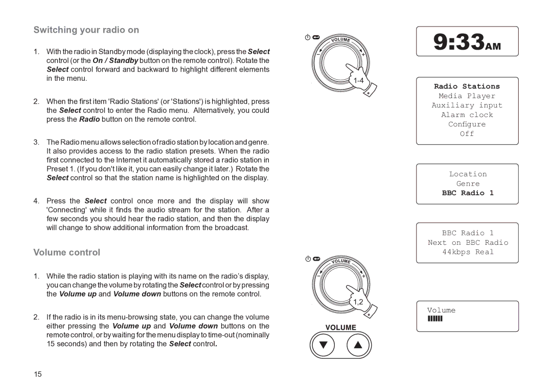 Roberts Radio WM201 manual Switching your radio on, Volume control, Radio Stations, BBC Radio 