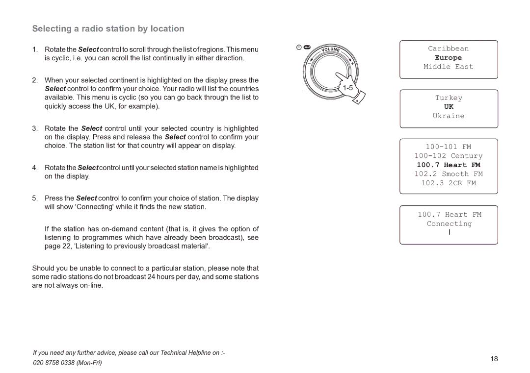 Roberts Radio WM201 manual Selecting a radio station by location, Ukraine 