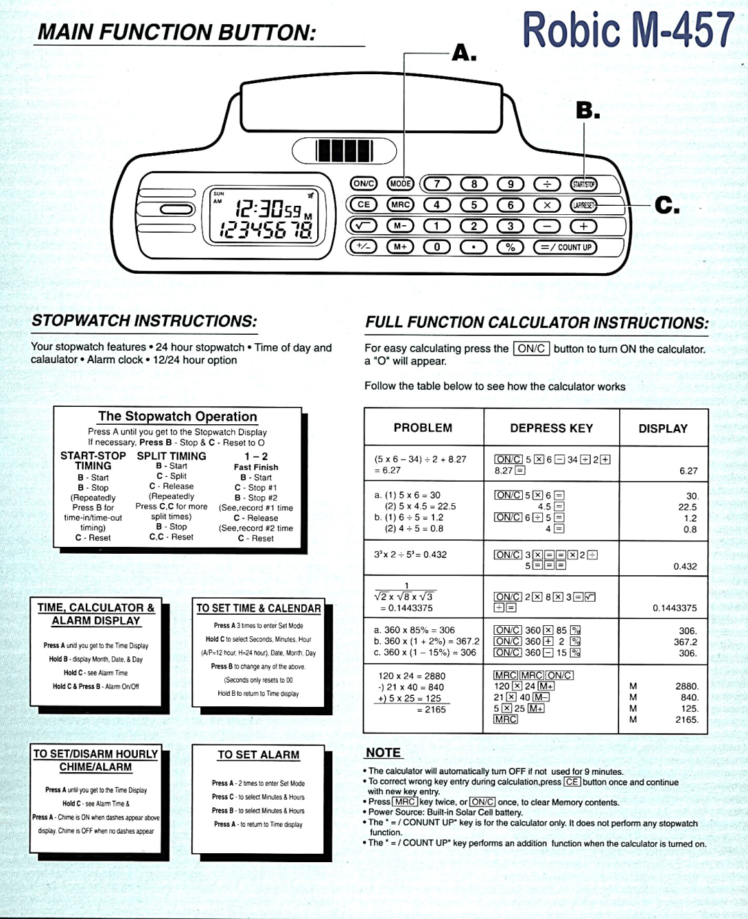 Robic M-457 manual 