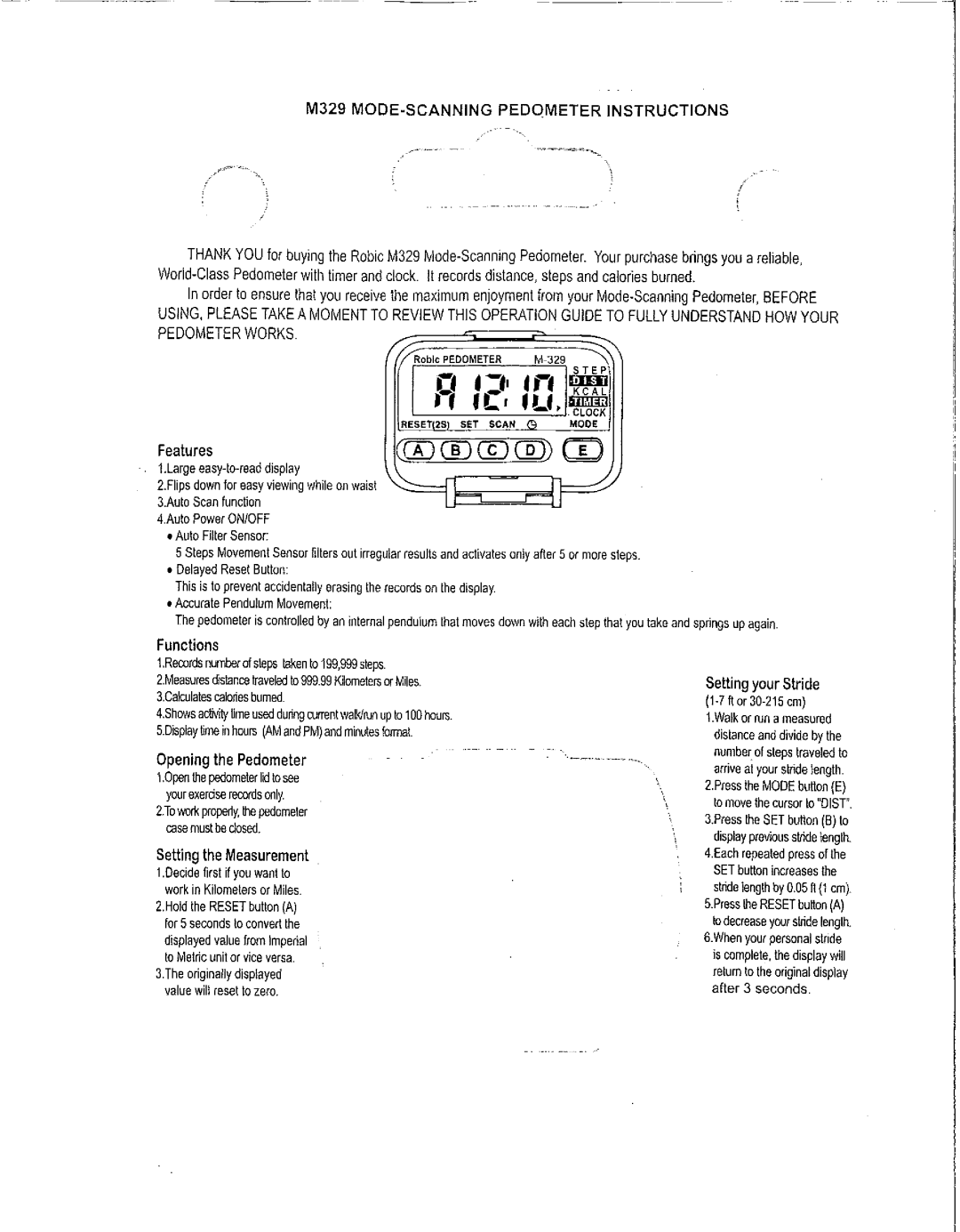 Robic M329 manual 