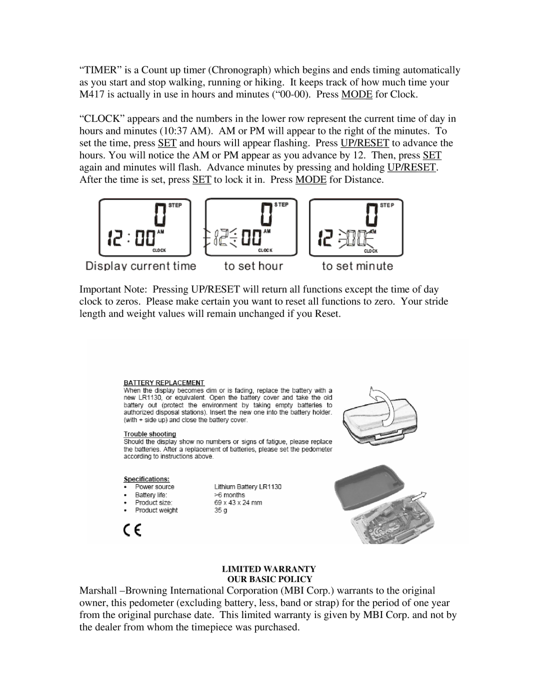 Robic M417 manual Limited Warranty OUR Basic Policy 