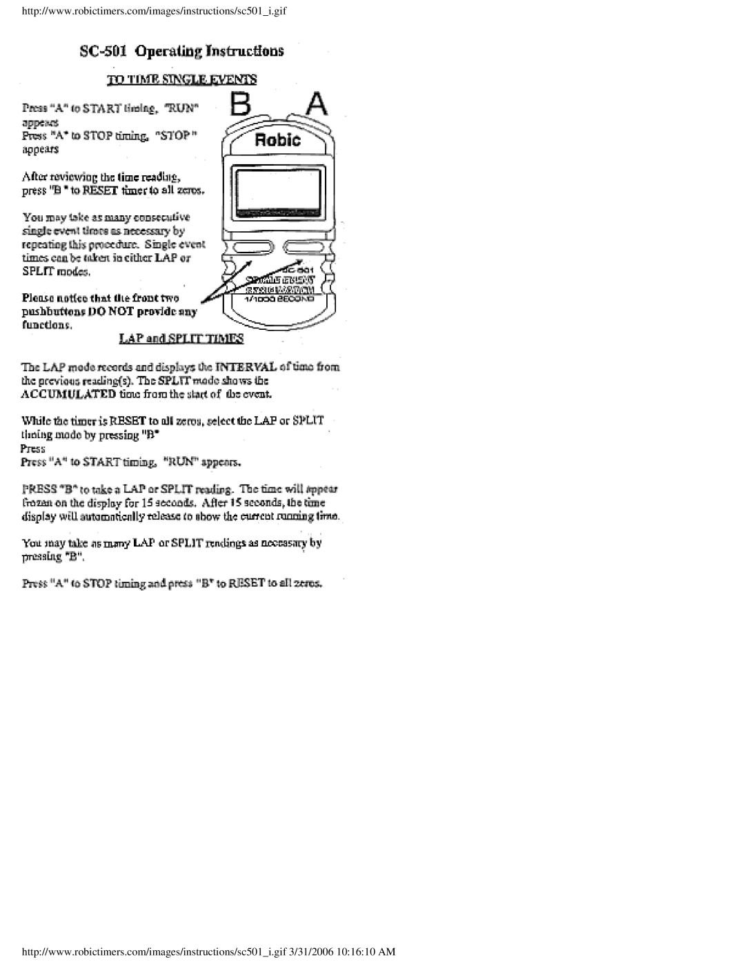 Robic SC-501 manual 