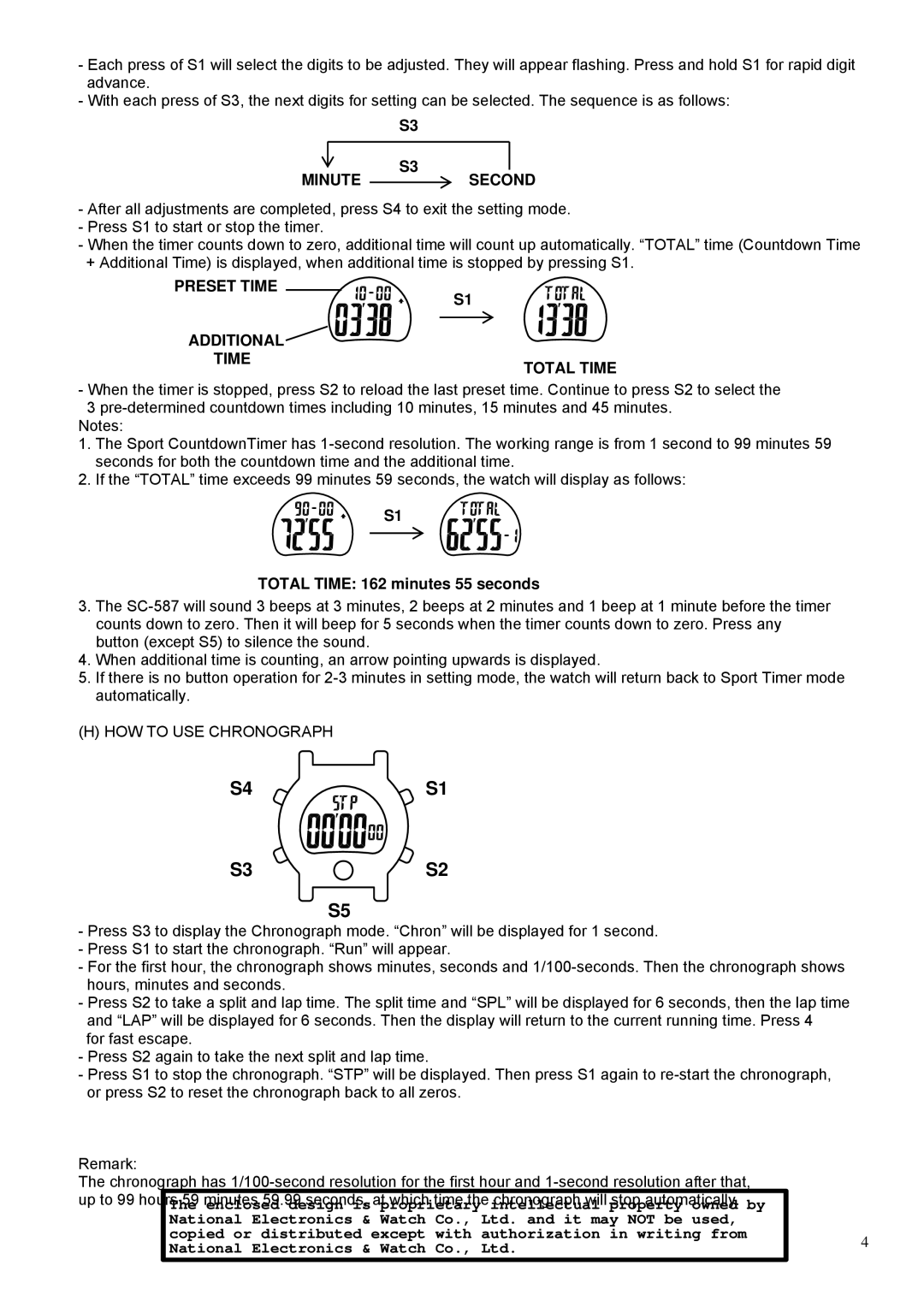 Robic SC-587 operating instructions Minutesecond, Preset Time Additional Total Time, HOW to USE Chronograph 