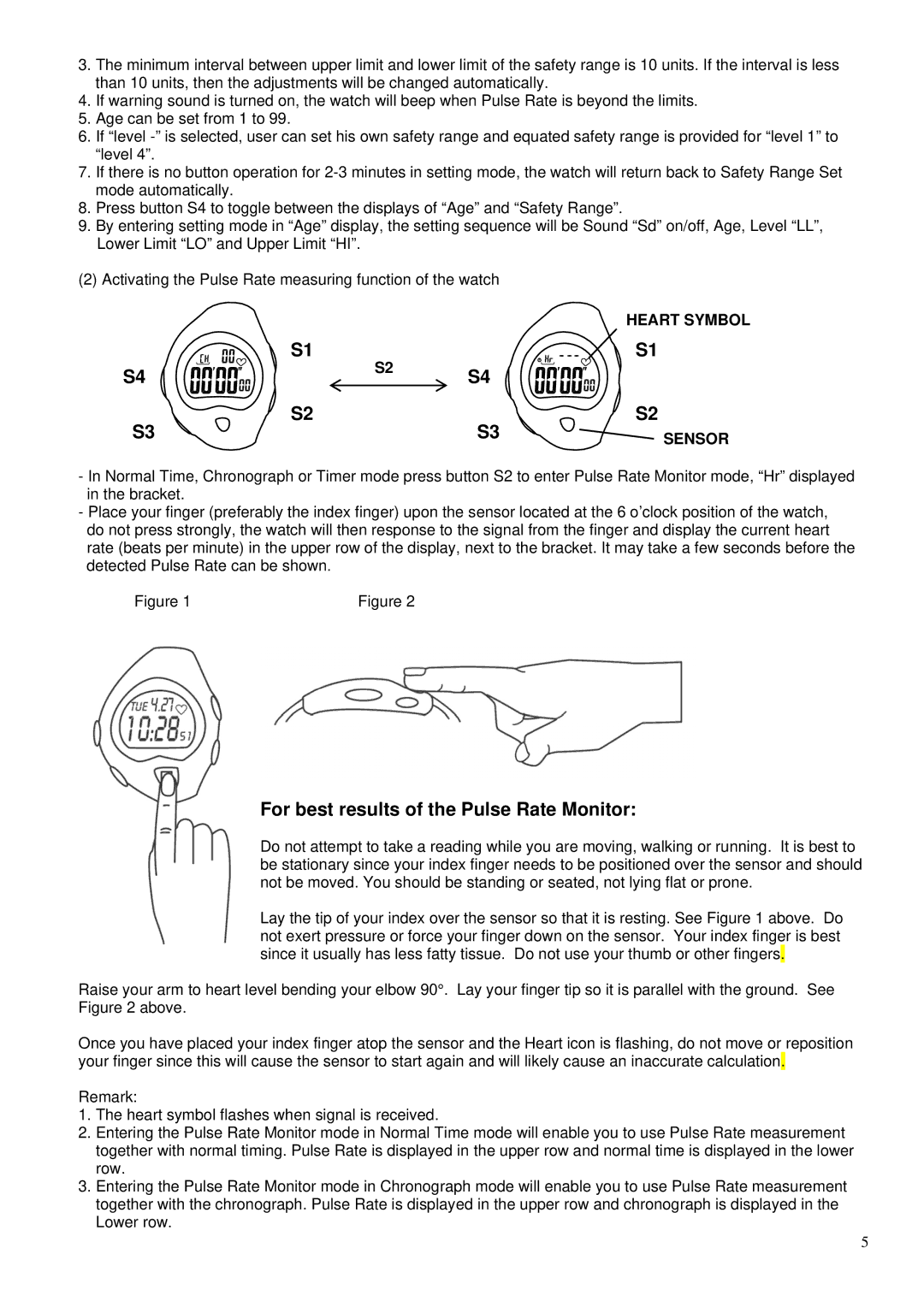 Robic SC-594 manual Heart Symbol, Sensor 