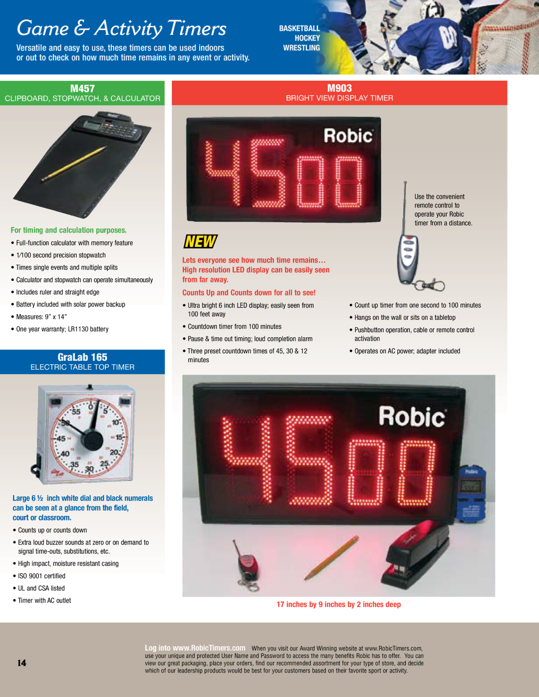 Robic SC-606W manual Game & Activity Timers, M457, M903, GraLab 