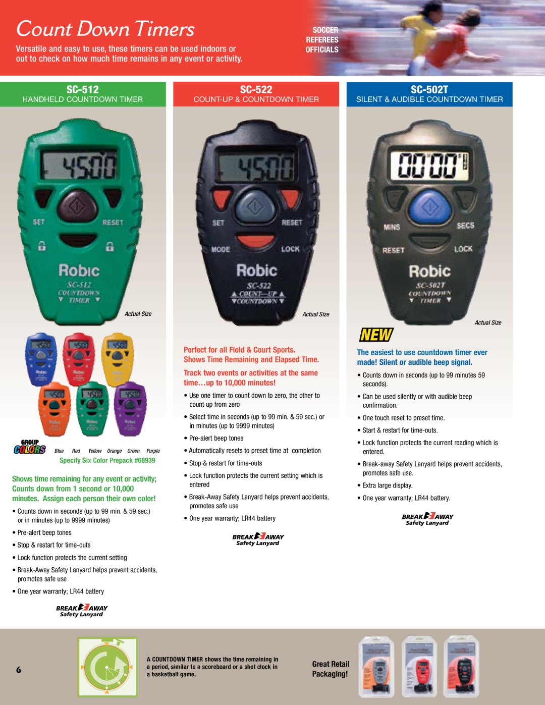 Robic SC-606W manual Count Down Timers, SC-512 SC-522 