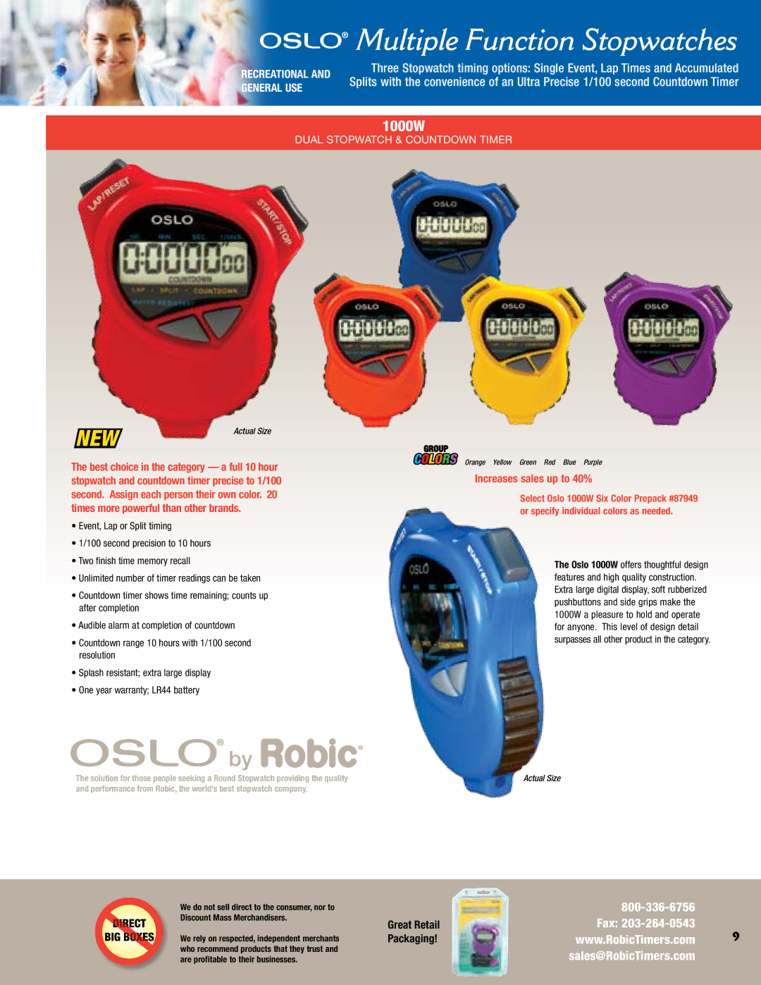 Robic SC-606W manual Multiple Function Stopwatches, 1000W 