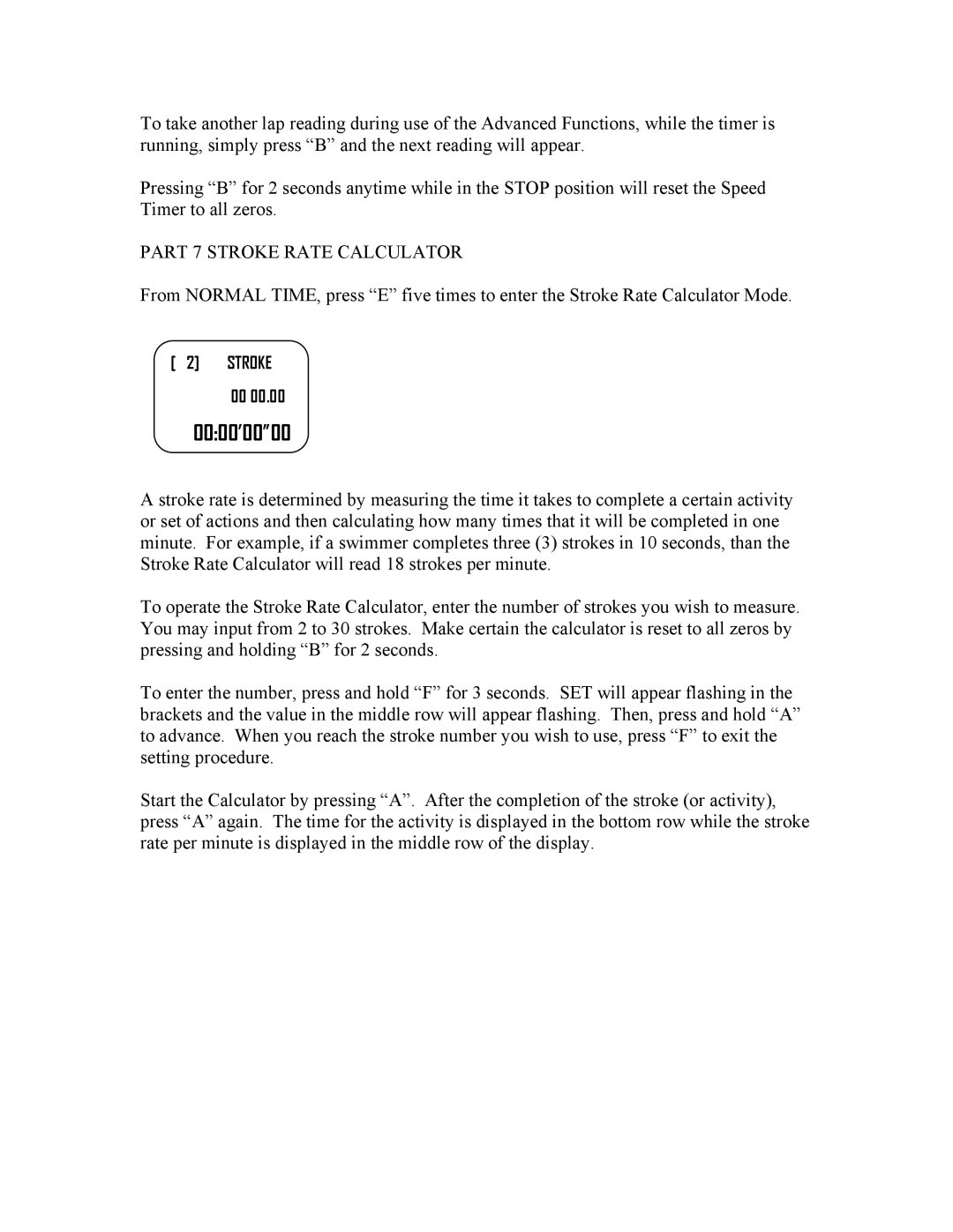 Robic SC-848W-300 warranty Part 7 Stroke Rate Calculator 