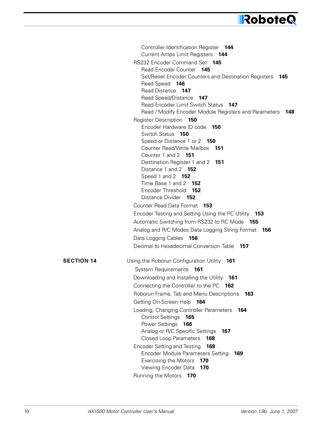 RoboteQ AX2550, AX1500 user manual 144 