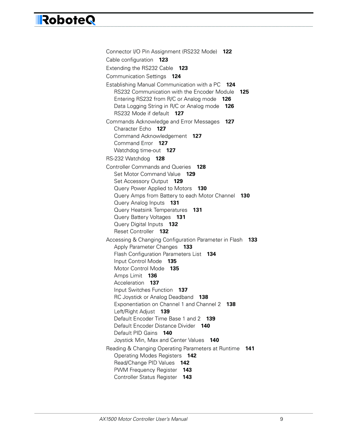 RoboteQ AX1500, AX2550 user manual 122 