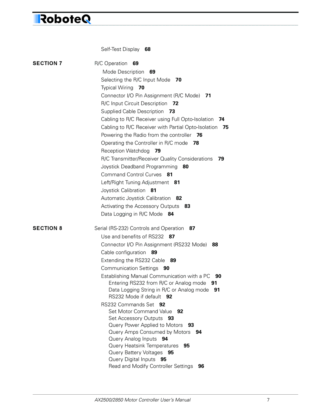 RoboteQ AX2550/2850 user manual Self-Test Display 