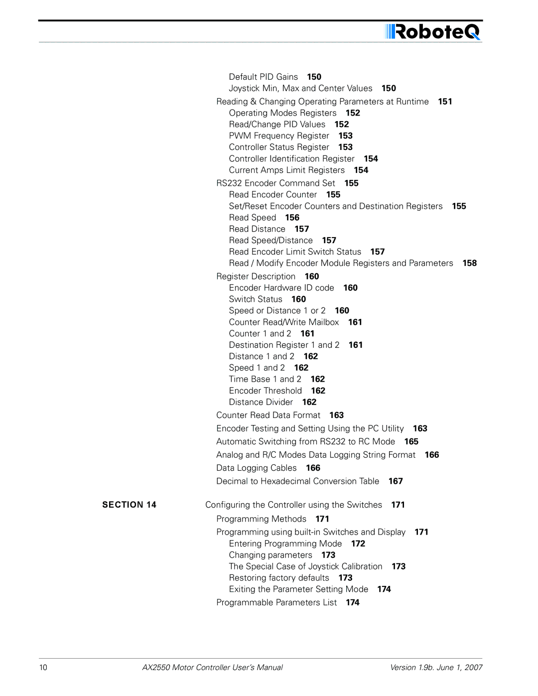 RoboteQ AX2850 user manual 152 