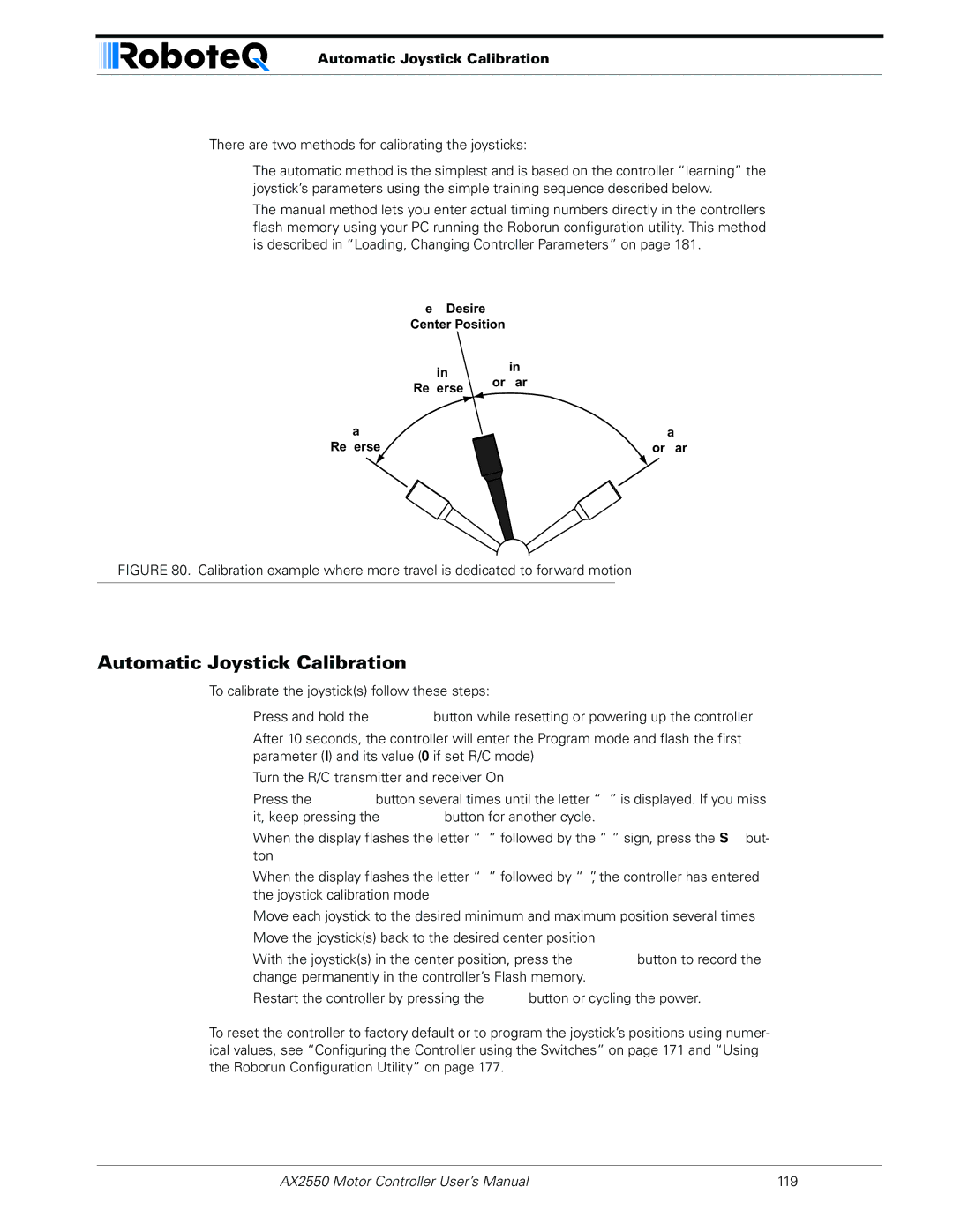 RoboteQ AX2850 user manual Automatic Joystick Calibration 