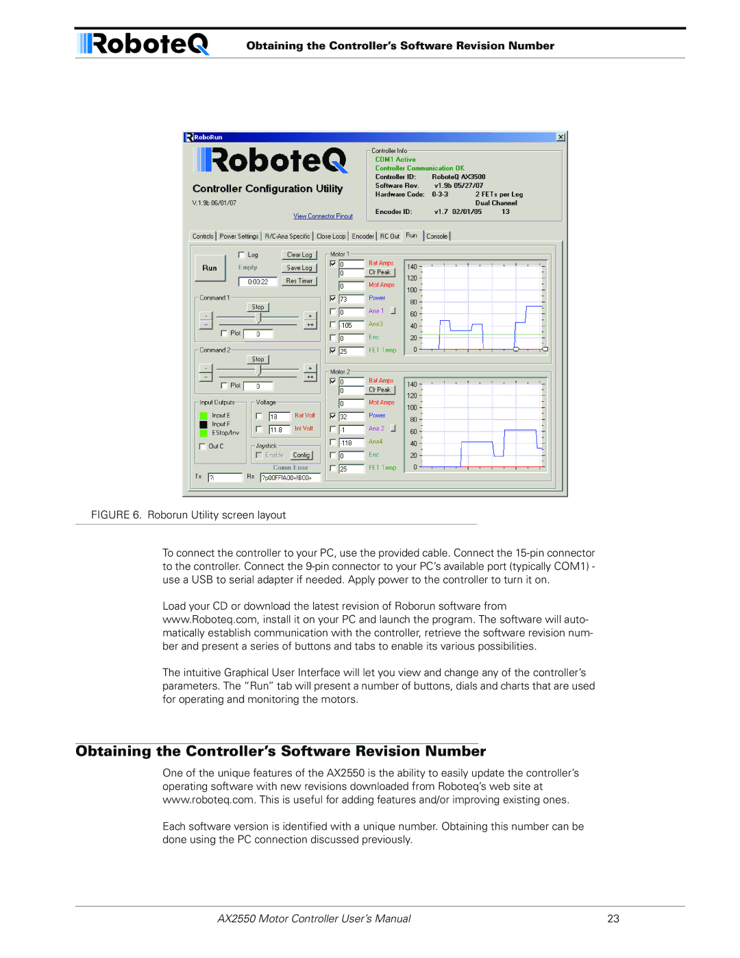 RoboteQ AX2850 user manual Obtaining the Controller’s Software Revision Number 