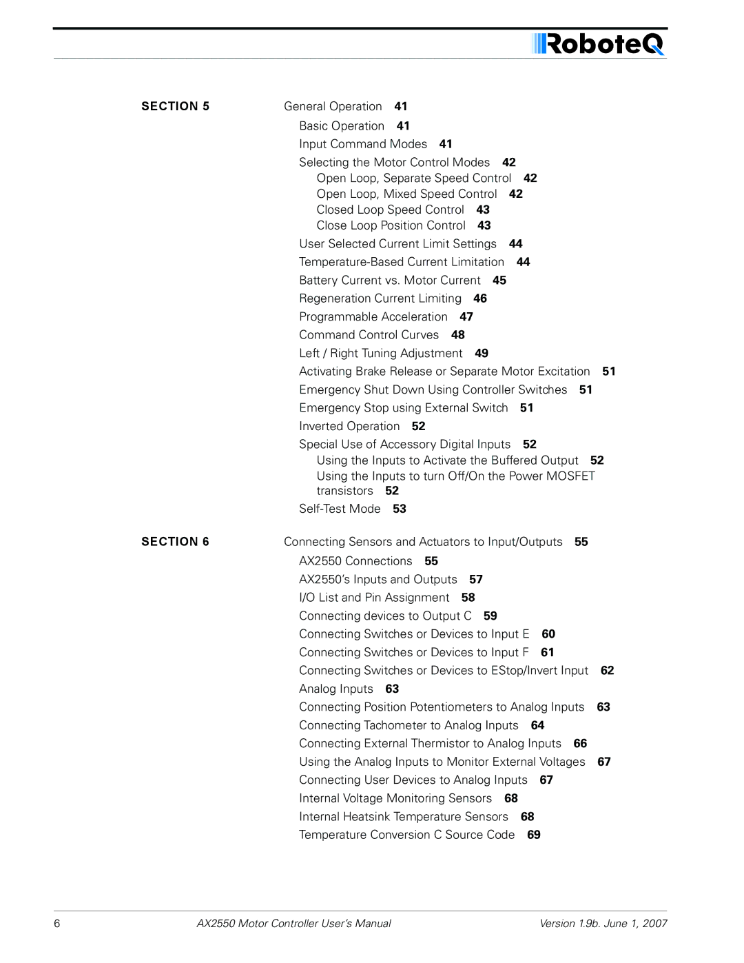 RoboteQ AX2850 user manual Section 