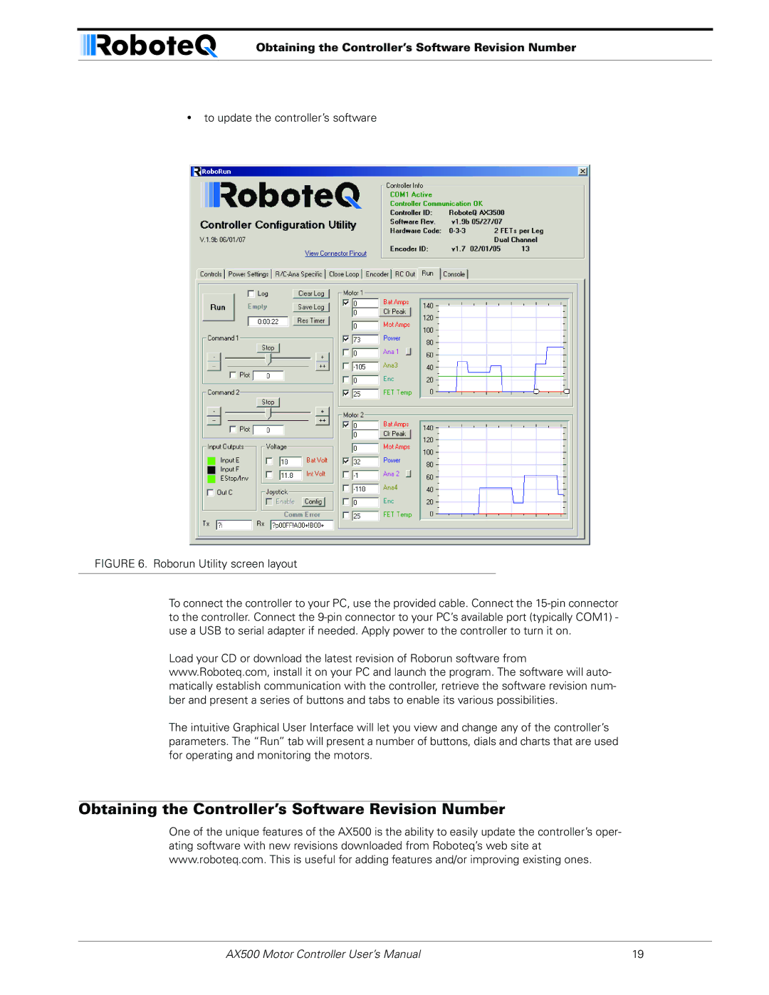 RoboteQ AX500 manual Obtaining the Controller’s Software Revision Number 