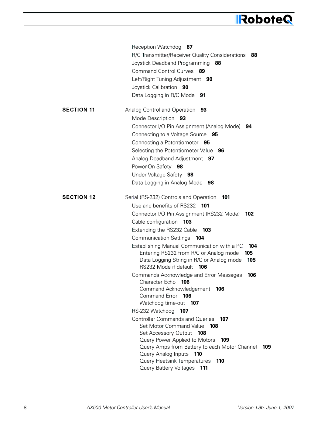 RoboteQ AX500 manual 101 