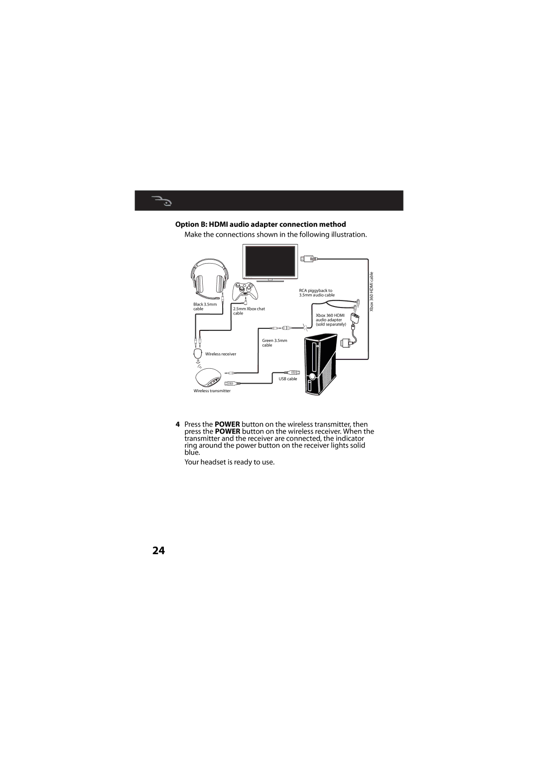 RocketFish RF-GUV1202 manual Option B Hdmi audio adapter connection method 