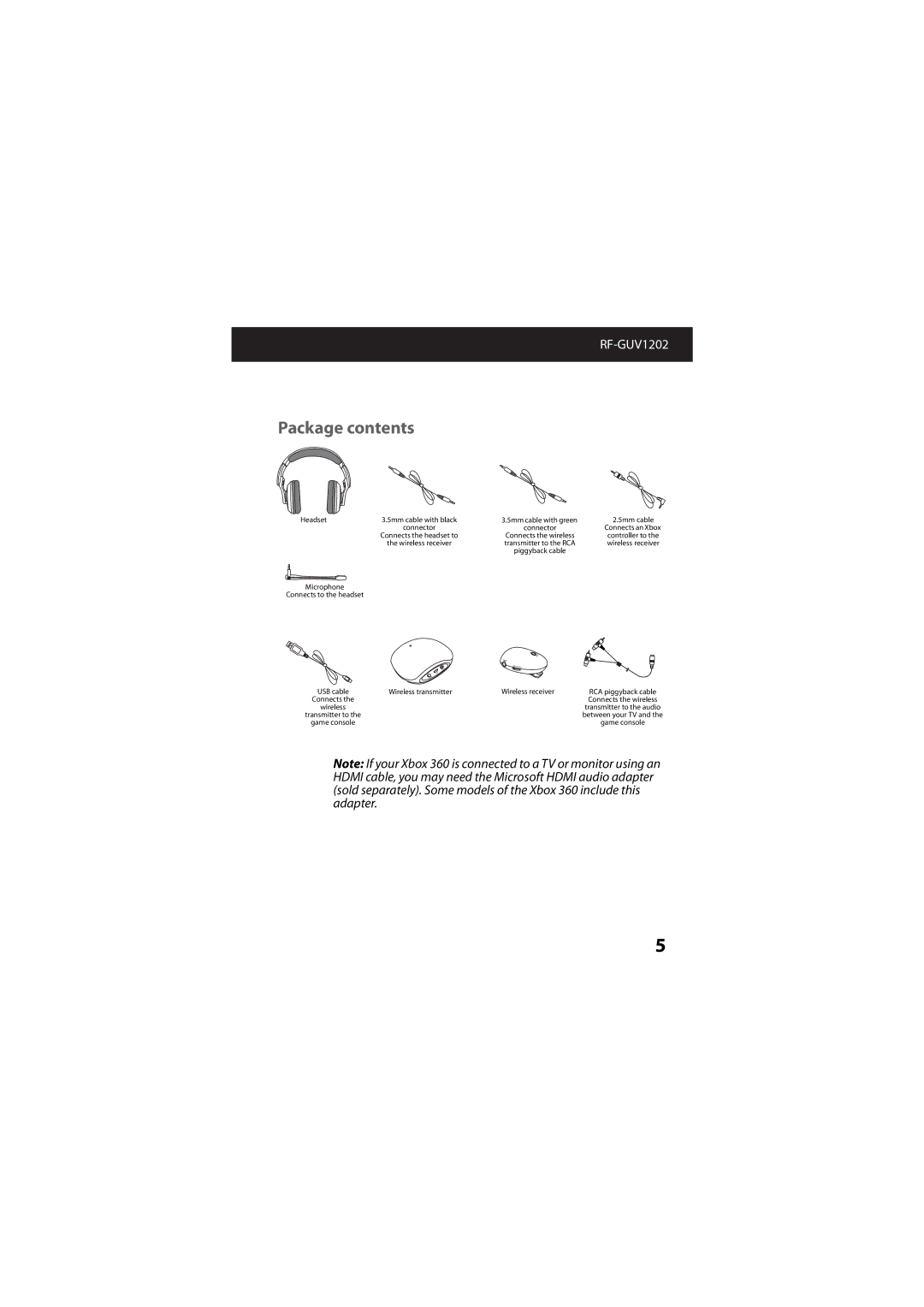 RocketFish RF-GUV1202 manual Package contents 