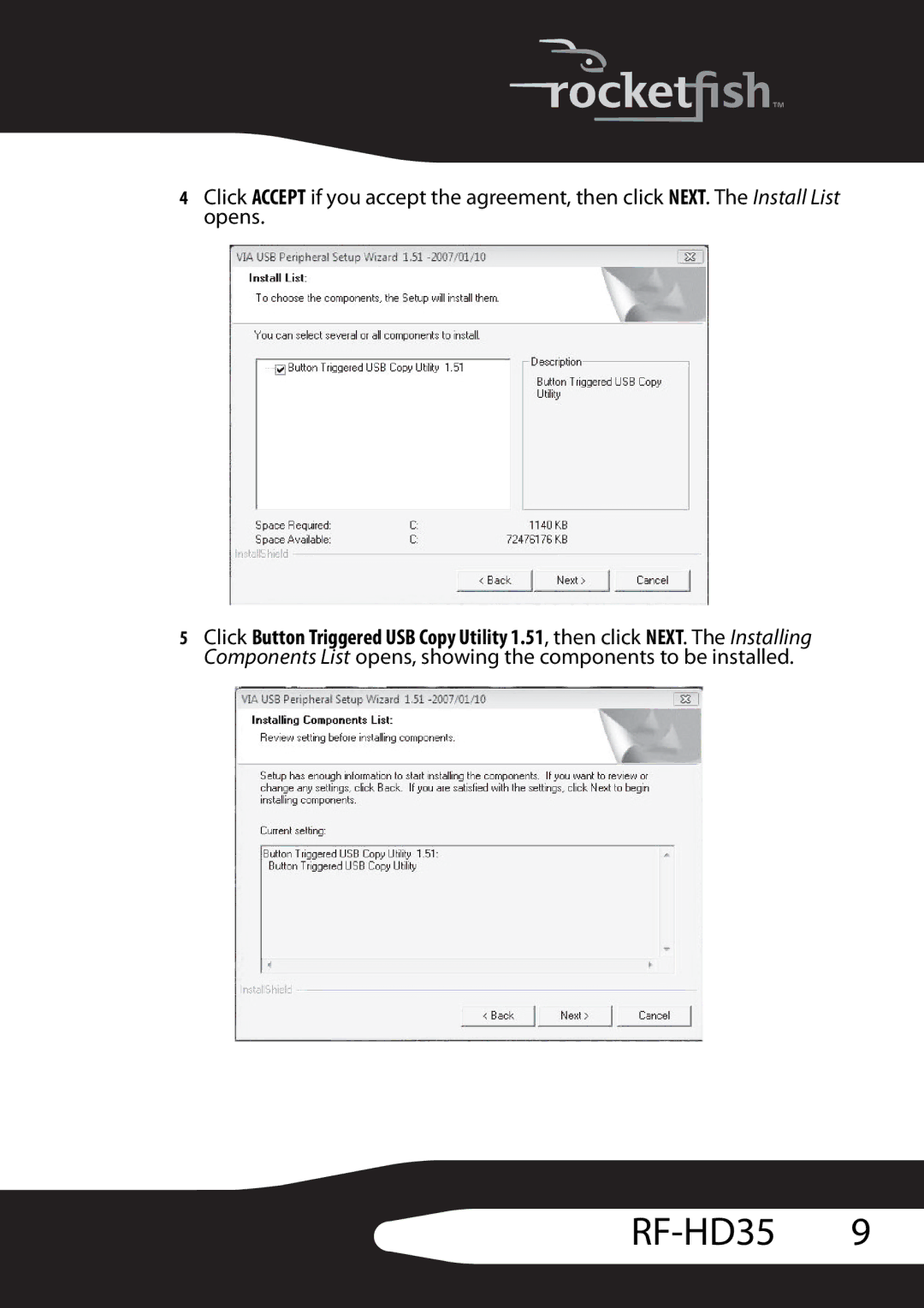 RocketFish RF-HD35 manual 