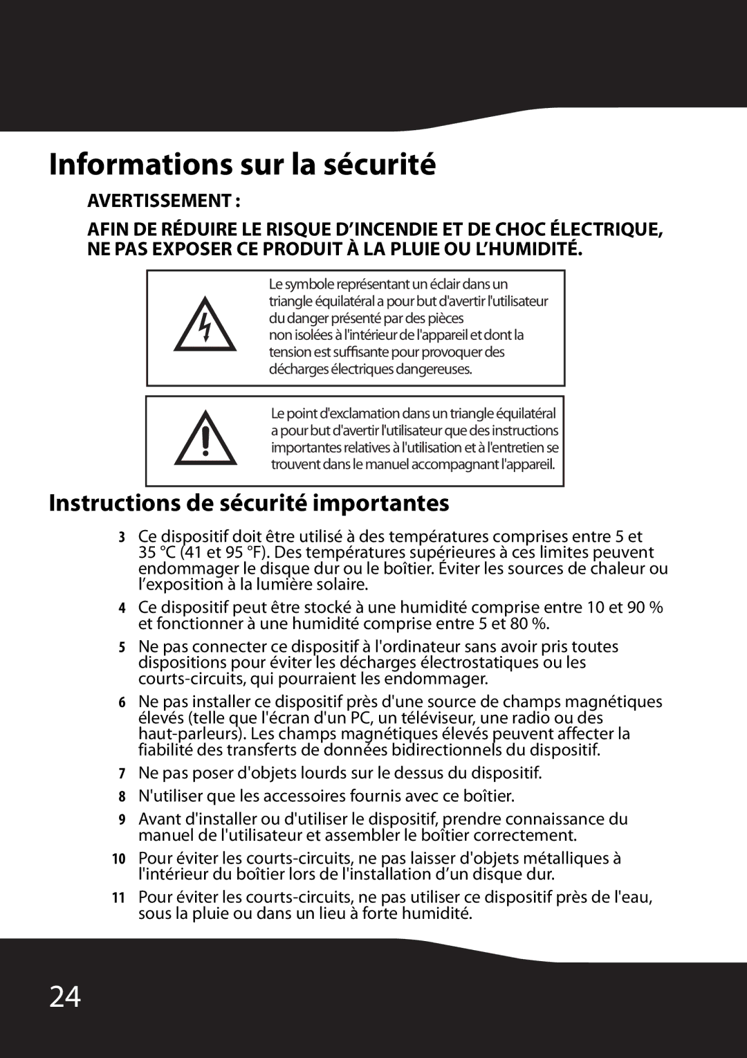 RocketFish RF-HD35 manual Informations sur la sécurité, Instructions de sécurité importantes 