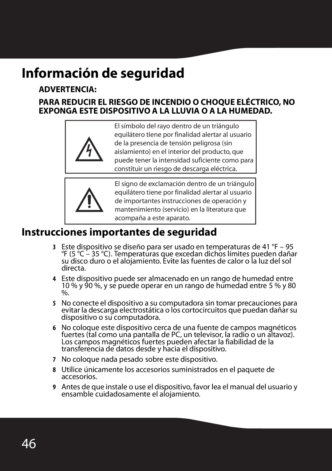 RocketFish RF-HD35 manual Información de seguridad, Instrucciones importantes de seguridad 