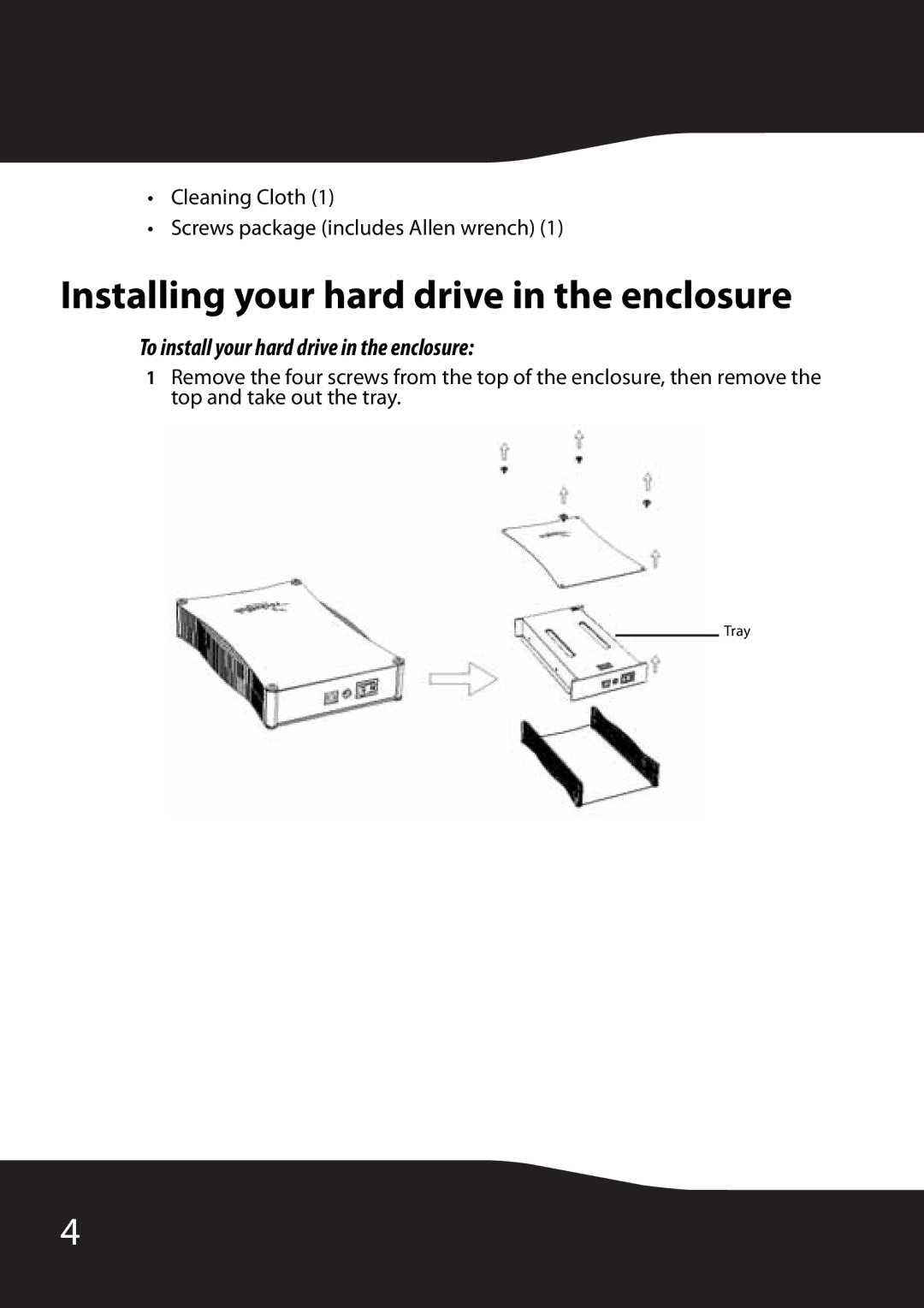 RocketFish RF-HD35 manual Installing your hard drive in the enclosure, To install your hard drive in the enclosure 