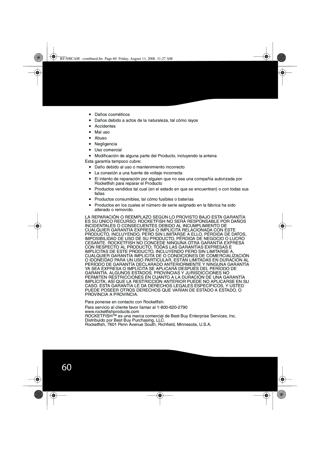 RocketFish RF-NBWEB manual RF-NBCAM combined.fm Page 60 Friday, August 11, 2006 1127 AM 