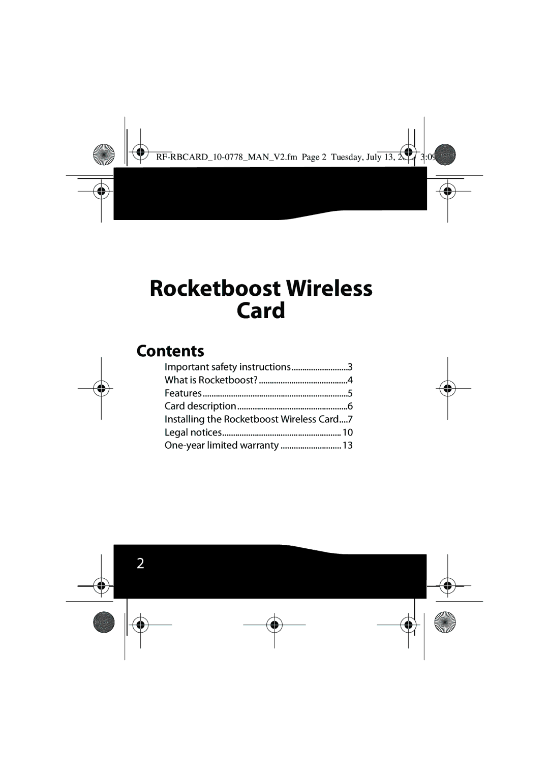 RocketFish RF-RBCARD manual Rocketboost Wireless Card, Contents 