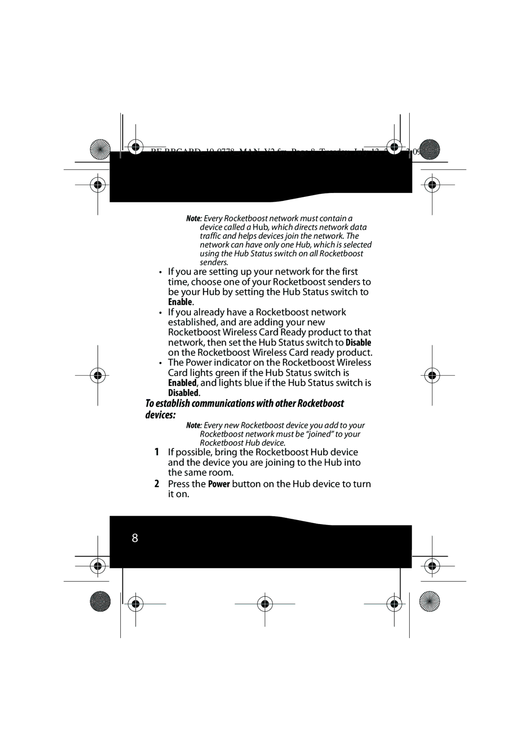 RocketFish RF-RBCARD manual To establish communications with other Rocketboost devices 