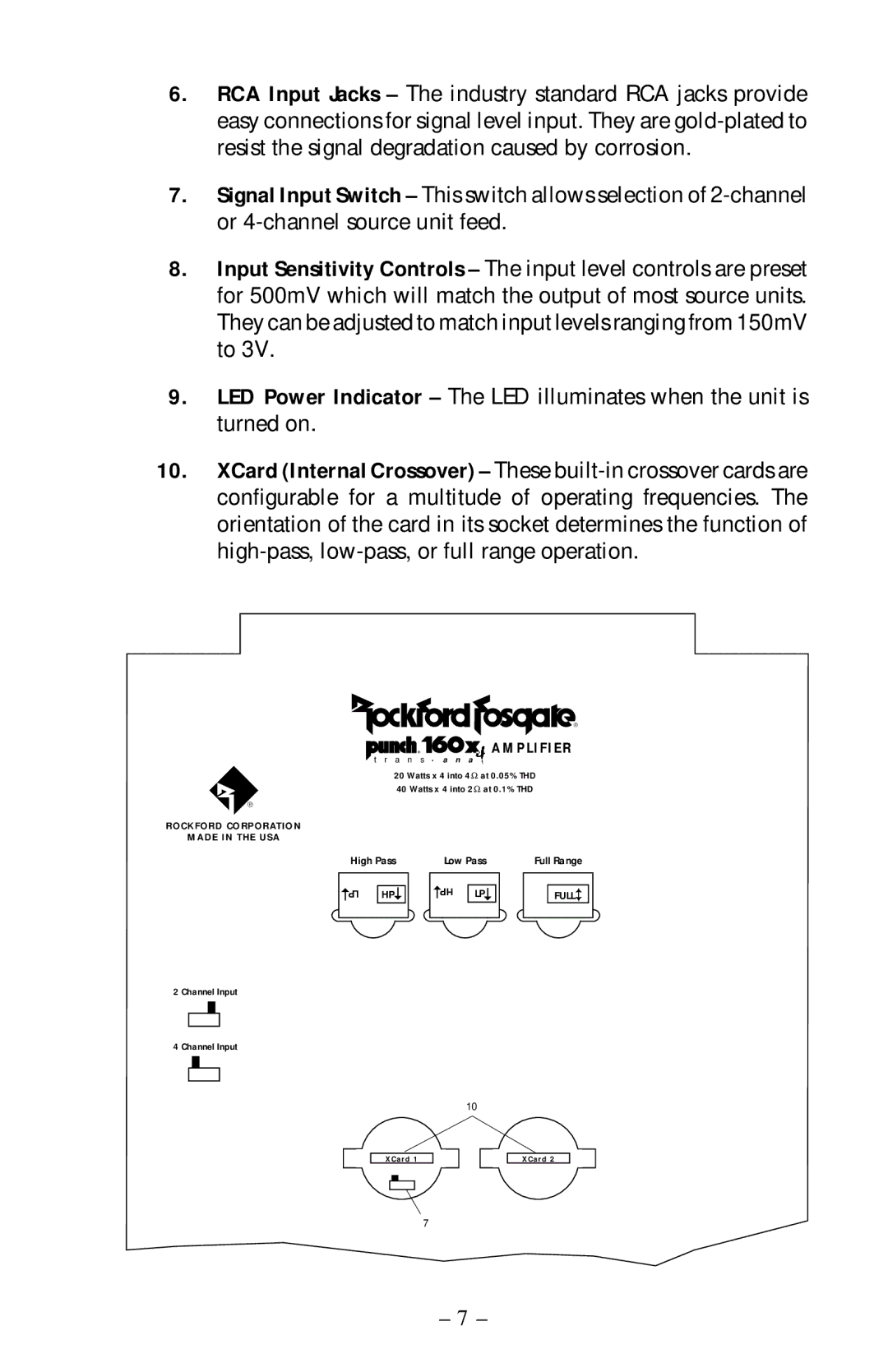 Rockford Fosgate 160X4, 240X4 operation manual Amplifier 