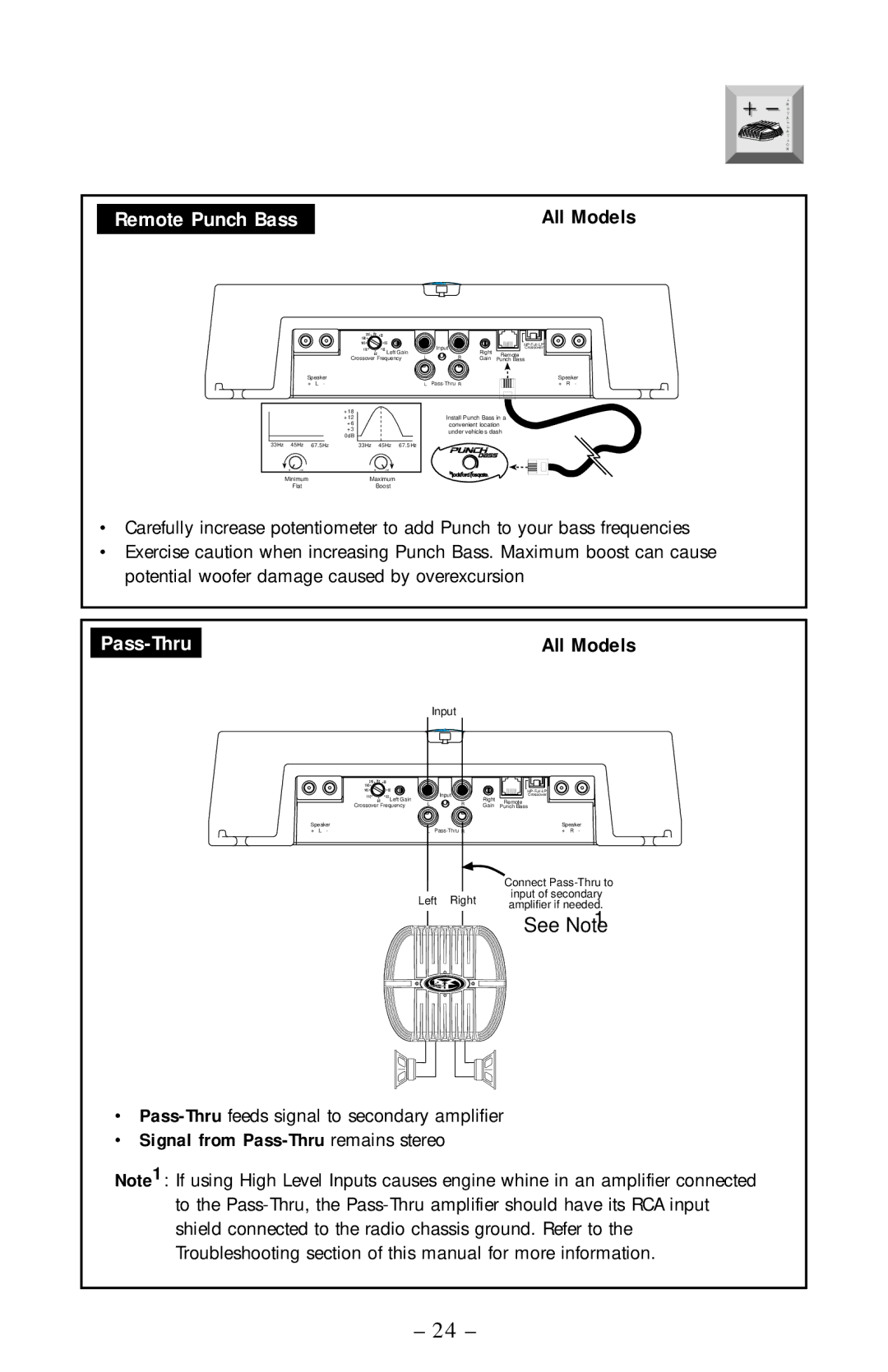 Rockford Fosgate 250, 360, 400, 500, 600, 800, 1000 manual All Models, Pass-Thru 