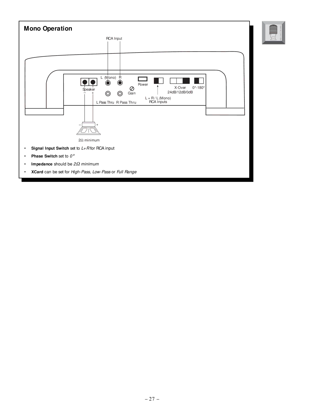 Rockford Fosgate 250.2 manual Mono Operation 