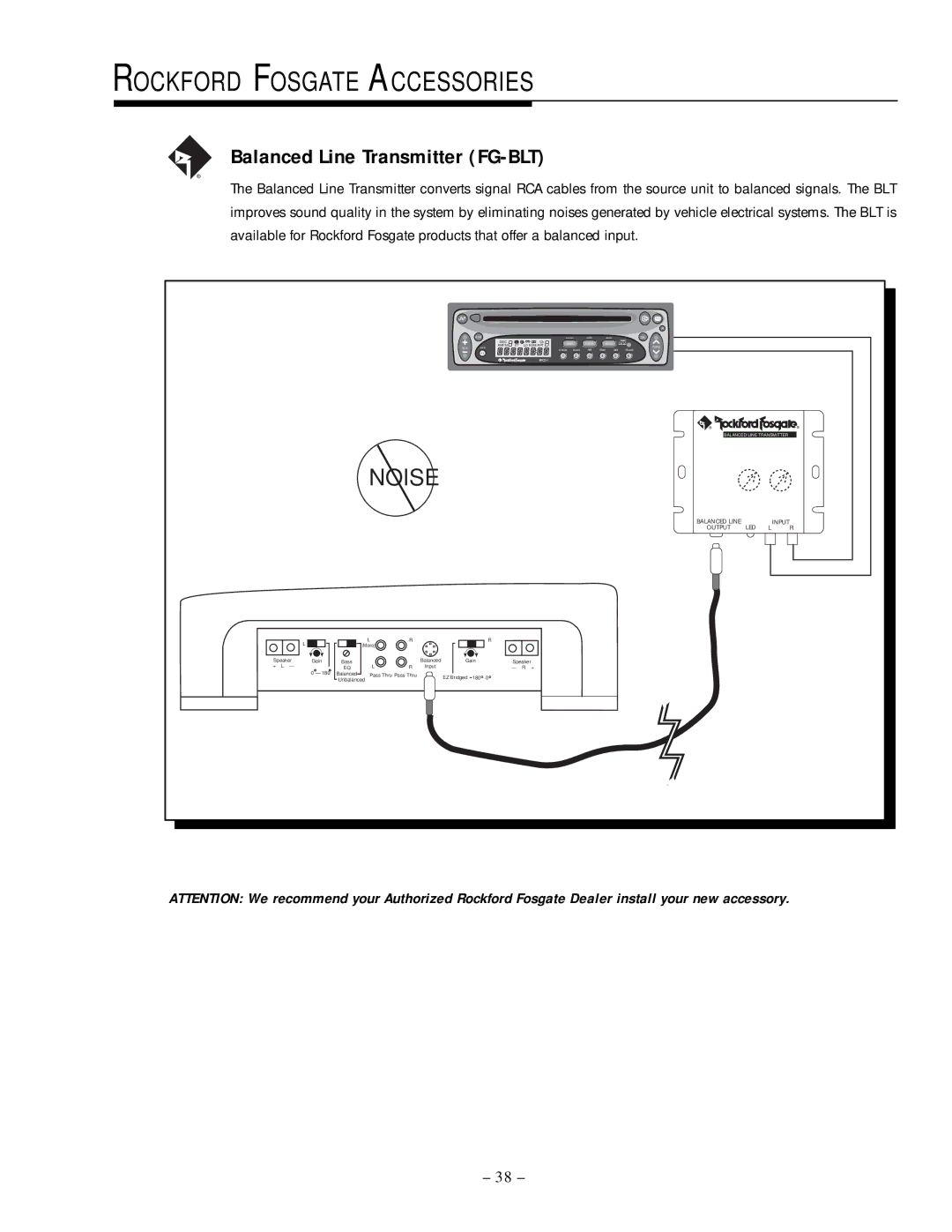Rockford Fosgate 250.2 manual Rockford Fosgate Accessories, Balanced Line Transmitter FG-BLT 