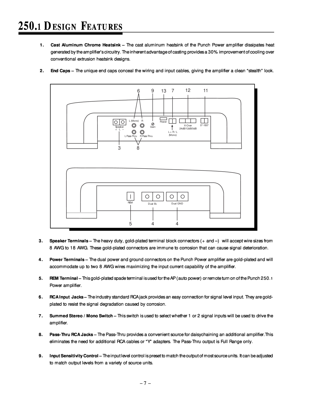 Rockford Fosgate 250.2 manual Design Features 