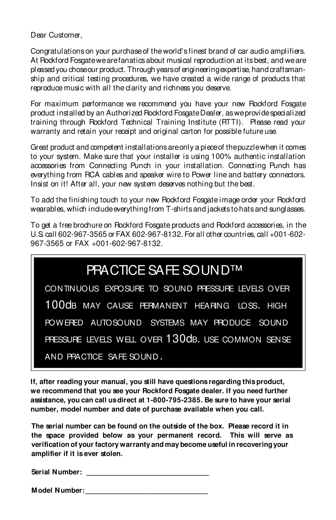 Rockford Fosgate 360.6 manual Practice Safe Sound 