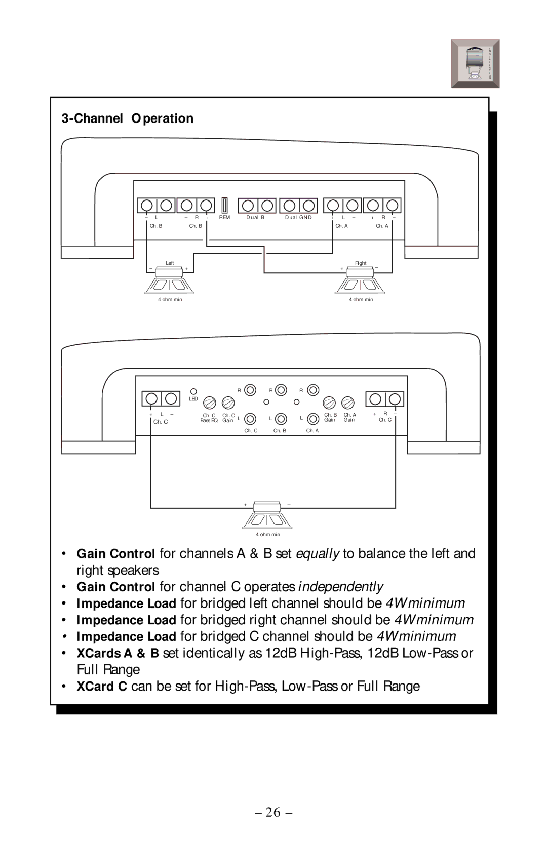 Rockford Fosgate 360.6 manual Channel Operation 