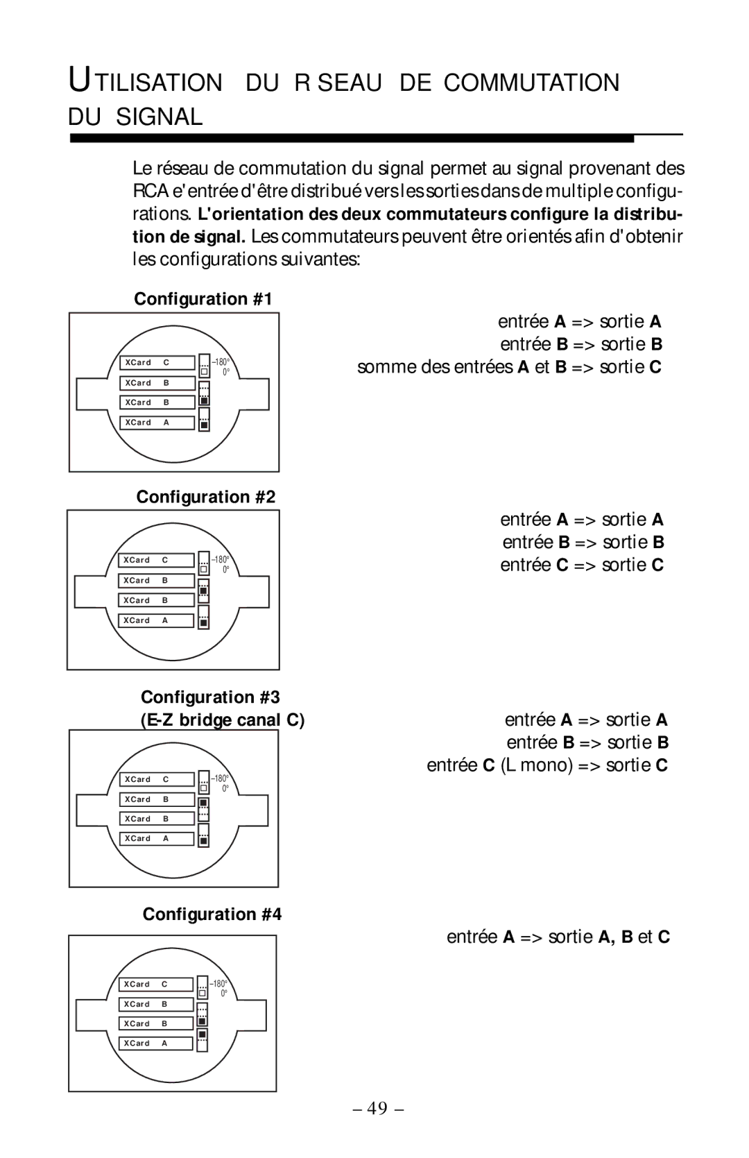 Rockford Fosgate 360.6 manual Utilisation DU Réseau DE Commutation DU Signal, Configuration #1 