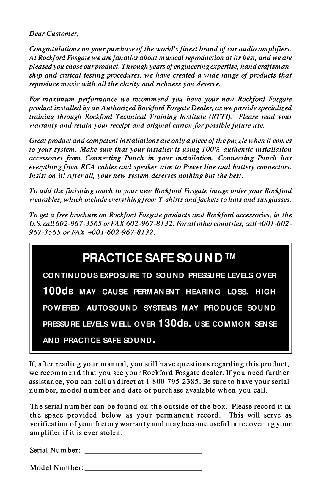 Rockford Fosgate 360.6 manual Practice Safe Sound 