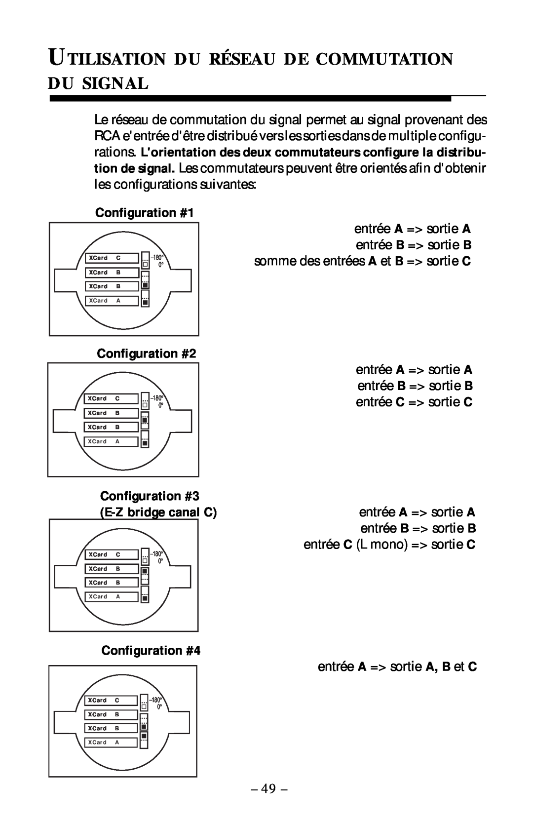 Rockford Fosgate 360.6 manual Utilisation Du Réseau De Commutation Du Signal, Configuration #1, Configuration #2 