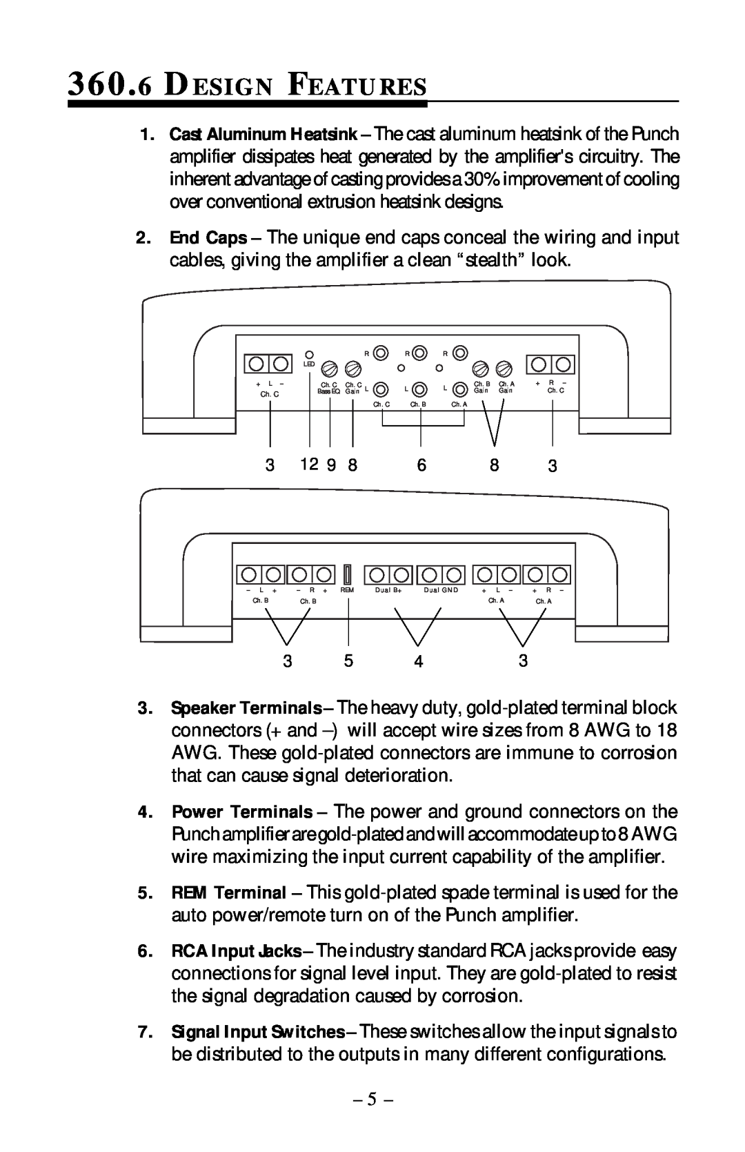 Rockford Fosgate 360.6 manual Design Features 