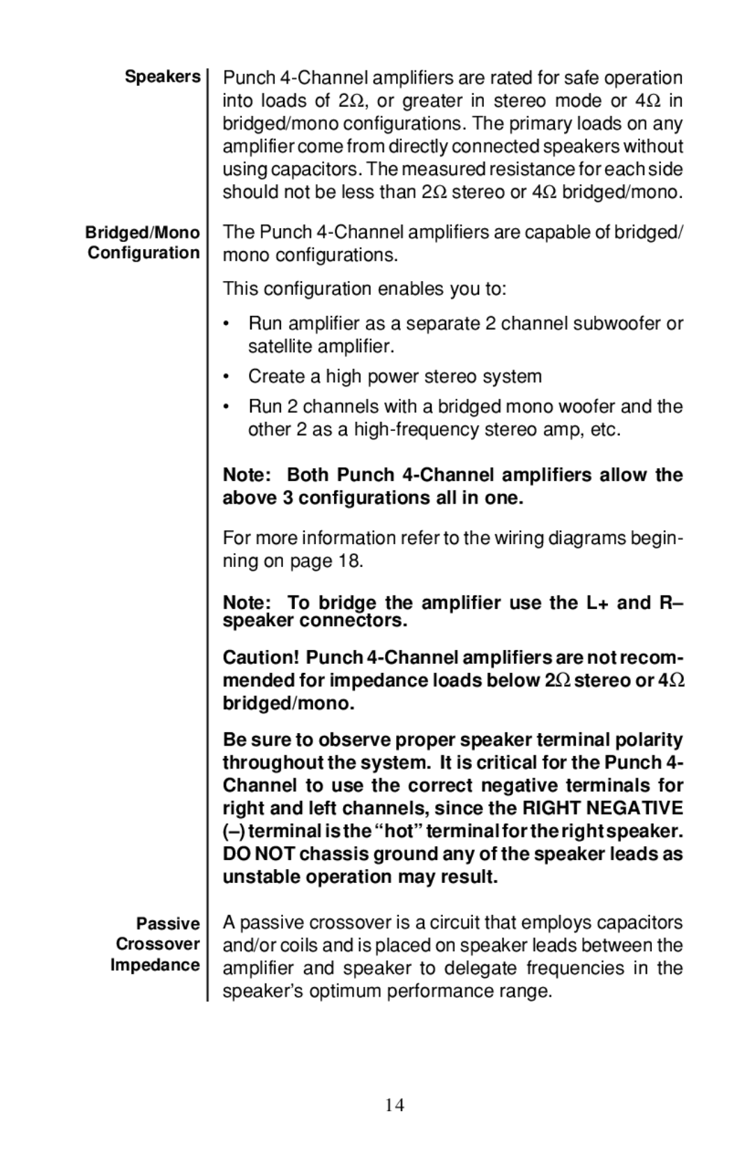 Rockford Fosgate 4-CHANNEL AMPLIFIER owner manual 